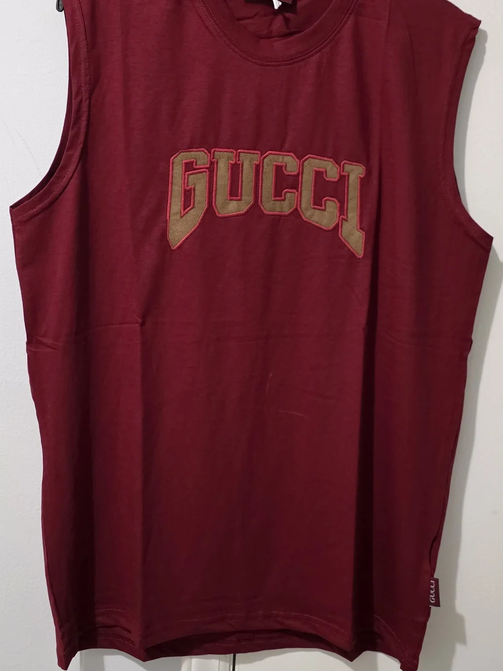 Gucci Burgundy Sleeveless Tank with Gold Logo
